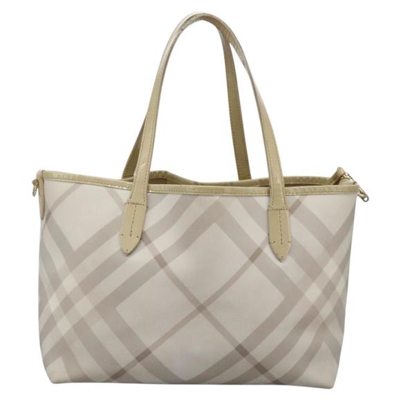 BURBERRY Nova Check Tote Bag PVC Beige Auth ti2855 - Picture 2 of 16